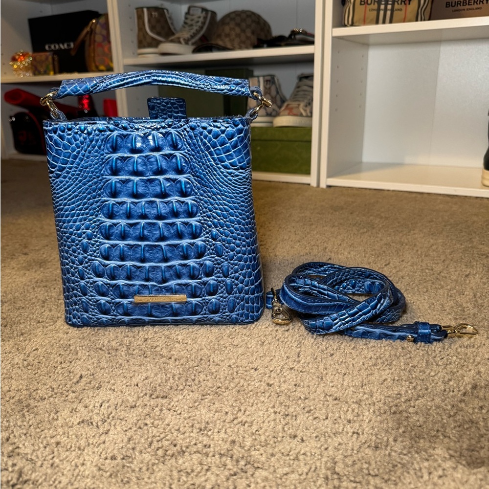 Brahmin Blue Crossbody Bag with strap included